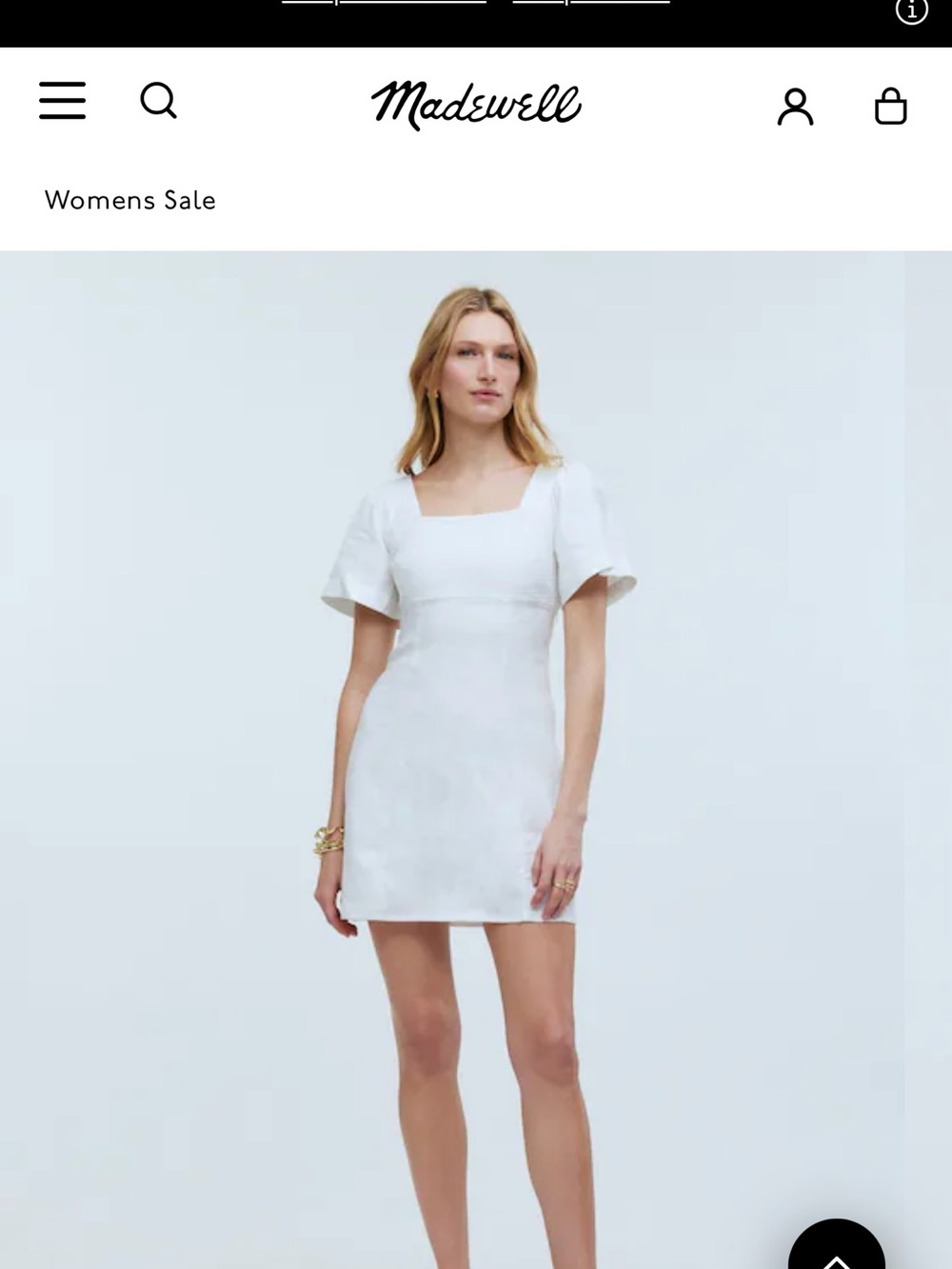 Madewell White Square-Neck Mini Dress with Puff Sleeves